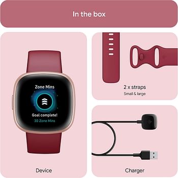 Fitbit Versa 4 Fitness Smartwatch with built-in GPS and up to 6 days battery life - compatible with Android and iOS - Beet/Copper Rose