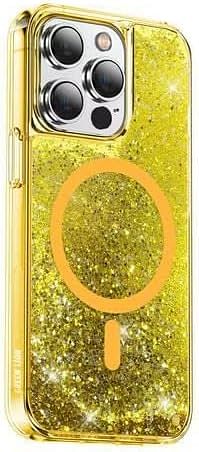 Green Lion Magnetic Happiness 3D Glitter Resin Case for iPhone 14 Plus (6.7") - Gol