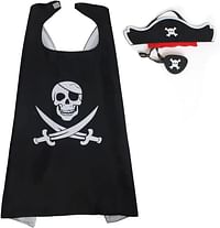 Pirate costume Halloween Kids Pirate Costume, 3Pcs Pirate Cosplay Pretend Set with Pirate Hat, Pirate Satin Cape and Skull Eye Patch Pirate Accessories for Kids Boy Girls Halloween Cosplay Costumes