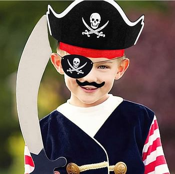 Pirate costume Halloween Kids Pirate Costume, 3Pcs Pirate Cosplay Pretend Set with Pirate Hat, Pirate Satin Cape and Skull Eye Patch Pirate Accessories for Kids Boy Girls Halloween Cosplay Costumes