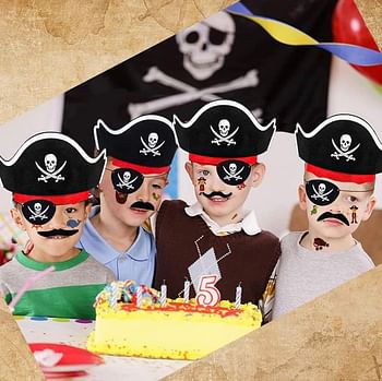 Pirate costume Halloween Kids Pirate Costume, 3Pcs Pirate Cosplay Pretend Set with Pirate Hat, Pirate Satin Cape and Skull Eye Patch Pirate Accessories for Kids Boy Girls Halloween Cosplay Costumes