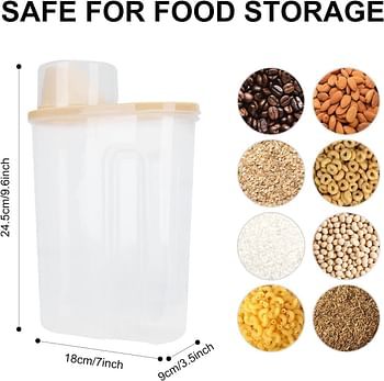 SKY-TOUCH 4pcs Food Storage Containers, 2.5L Cereal Containers with Measuring Cup, Kitchen Pantry Airtight Plastic Storage Organizer, Food Grade and BPA Free, for Cereal, Dry Food, Flour and Sugar
