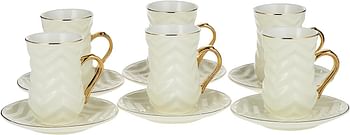Rose Thermos RS-2020 Porcelain Tea Cup and Saucer 12-Pieces Set, 200 ml Capacity