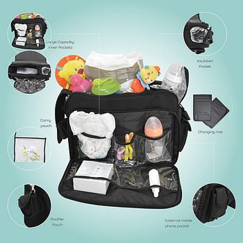 MOON 4ever Messanger Bag, Multifunction diaper bag, Maternity Changing bag, Largecapacity, premium quality and Stylish look - Gray