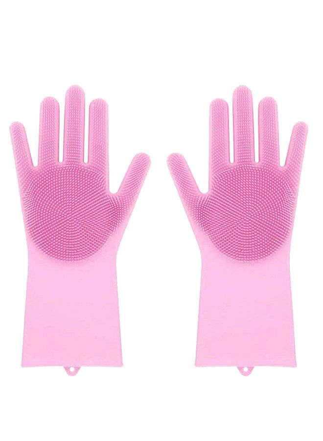 Reusable Silicone Washing Gloves Pink