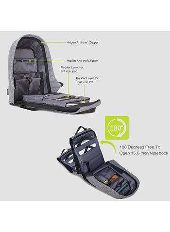 Bobby Anti-Theft Backpack With External Usb Charging Port Grey