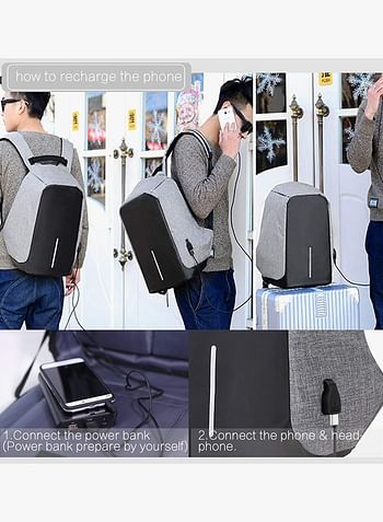 Bobby Anti-Theft Backpack With External Usb Charging Port Grey