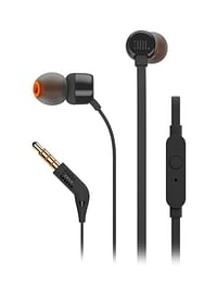 JBL Tune 110 Wired In-Ear Headphones - Deep Pure Bass - 1-Button Remote - Tangle Free Cable - Ultra Comfort Fit Black