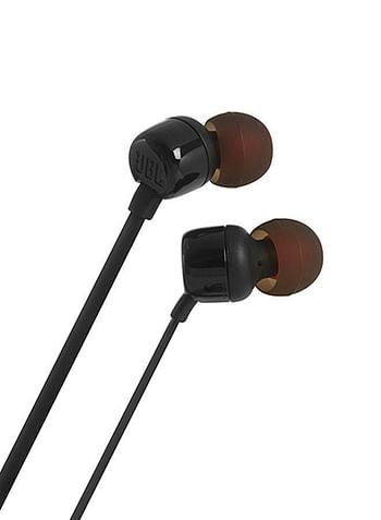 JBL Tune 110 Wired In-Ear Headphones - Deep Pure Bass - 1-Button Remote - Tangle Free Cable - Ultra Comfort Fit Black