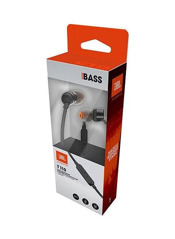 JBL Tune 110 Wired In-Ear Headphones - Deep Pure Bass - 1-Button Remote - Tangle Free Cable - Ultra Comfort Fit Black