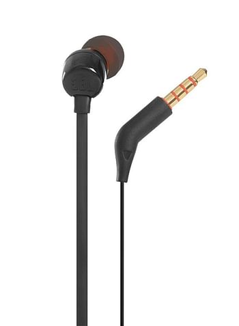 JBL Tune 110 Wired In-Ear Headphones - Deep Pure Bass - 1-Button Remote - Tangle Free Cable - Ultra Comfort Fit Black