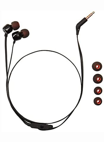 JBL Tune 110 Wired In-Ear Headphones - Deep Pure Bass - 1-Button Remote - Tangle Free Cable - Ultra Comfort Fit Black