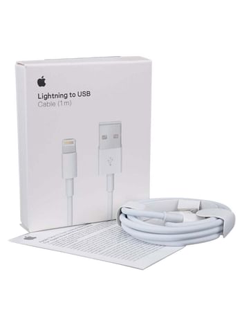 USB To Lightning Data Sync And Charging Cable For Apple iPhone White/Silver