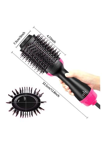 2-in-1 Hair Dryer And Volumizer Brush Black/Pink