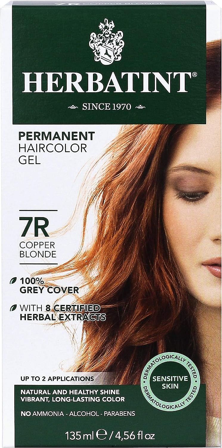 Herbatint Permanent Herbal Haircolor Gel 7R, Copper Blonde, 135 Ml