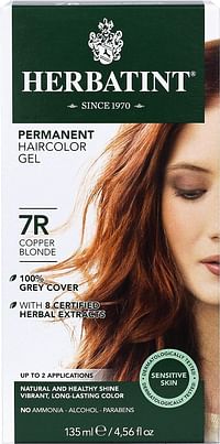 Herbatint Permanent Herbal Haircolor Gel 7R, Copper Blonde, 135 Ml
