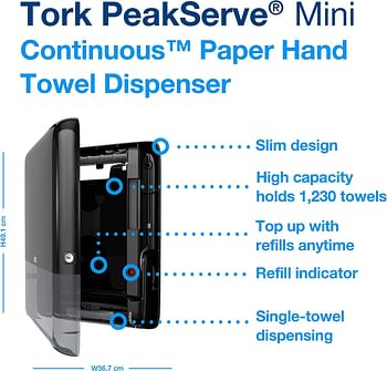 Tork Peakserve® Mini ContinuoUS™ Hand Towel Dispenser Black