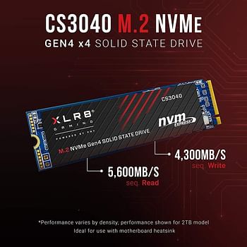 PNY XLR8 CS3040 500GB M.2 NVMe Gen4 x4 Internal Solid State Drive (SSD) with Heatsink - M280CS3040HS-500-RB​