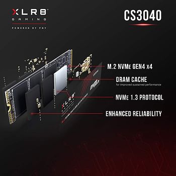 PNY XLR8 CS3040 500GB M.2 NVMe Gen4 x4 Internal Solid State Drive (SSD) with Heatsink - M280CS3040HS-500-RB​