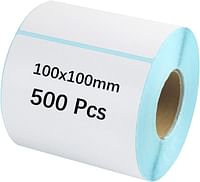 ملصقات حرارية مباشرة قابلة للطباعة من ECVV ملصقات ذاتية اللصق مقاس 4 × 4 بوصات ، عنوان الباركود الورقي للشحن البريدي فارغ 100 مم × 100 مم (500 ملصق - 100 مم × 100 مم)