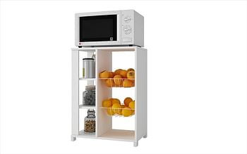 BRV Moveis Kitchen Organizer With Three Shelves and Two Baskets, White - H 74 cm x W 54 cm x D 35 cm