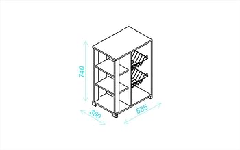 BRV Moveis Kitchen Organizer With Three Shelves and Two Baskets, White - H 74 cm x W 54 cm x D 35 cm