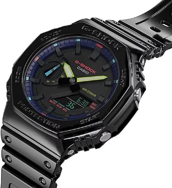 Casio Men Watch G-Shock Digital Analog Black Dial Resin Band GA-2100RGB-1ADR