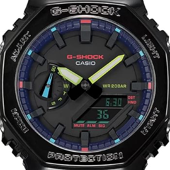 Casio Men Watch G-Shock Digital Analog Black Dial Resin Band GA-2100RGB-1ADR