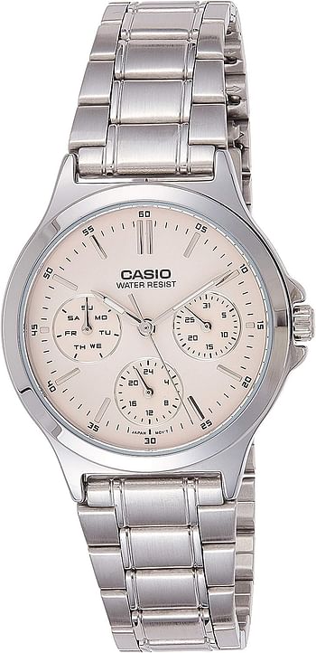 Casio Watch For Women Pink Dial Stainless Steel Band - LTP-V300D-4AUDF Silver