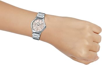 Casio Watch For Women Pink Dial Stainless Steel Band - LTP-V300D-4AUDF Silver