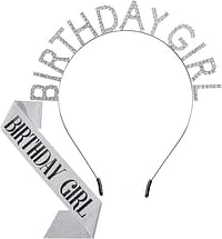 Birthday Girl Headband, ELECDON Birthday Tiara for Women Girls Happy Birthday Princess Crown Rhinestone Happy Birthday Accessories (Silver Package)