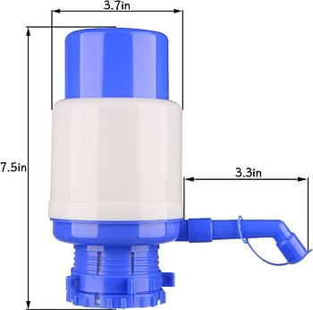 Manual Water Bottle Pump, Easy Drinking Water Pump, Easy Portable Manual Hand Press Dispenser Water Pump for Universal 2-5 Gallon Bottle Coolers (White/Blue)