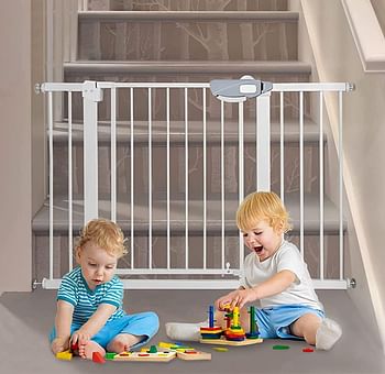 SKY-TOUCH Auto Close Safety Baby Gate -Extra Tall Wide Durable Baby Gate Fence Barrier Dog Gate - Baby Gat - 75 84cmes for Stairs & Doorways - Easy Install - Two Way Open - Auto Close - No Drilling