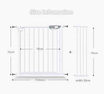 SKY-TOUCH Auto Close Safety Baby Gate -Extra Tall Wide Durable Baby Gate Fence Barrier Dog Gate - Baby Gat - 75 84cmes for Stairs & Doorways - Easy Install - Two Way Open - Auto Close - No Drilling