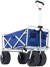 Mac Sports Heavy Duty Collapsible Folding All Terrain Utility Beach Wagon Cart - Blue/White