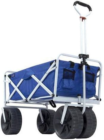 Mac Sports Heavy Duty Collapsible Folding All Terrain Utility Beach Wagon Cart - Blue/White