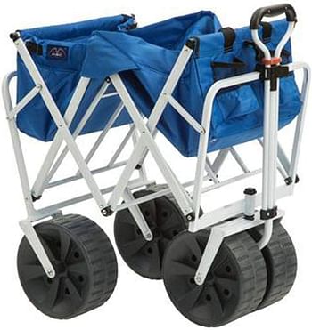 Mac Sports Heavy Duty Collapsible Folding All Terrain Utility Beach Wagon Cart - Blue/White