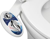 Luxe Bidet Neo 320 - Self Cleaning Dual Nozzle Hot And Cold Water Non-Electric Mechanical Toilet Attachment (Blue White) 13.5 X 7 3 Inches