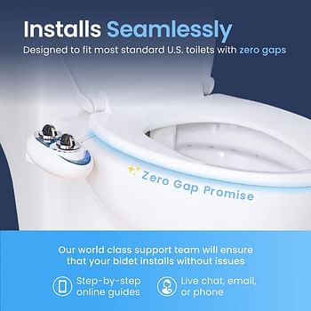 Luxe Bidet Neo 320 - Self Cleaning Dual Nozzle Hot And Cold Water Non-Electric Mechanical Toilet Attachment (Blue White) 13.5 X 7 3 Inches