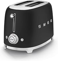 Smeg Retro 50's Style, 2 Slice Toaster, Self Centering, Multifunction, Matte Black, black mat, TSF01BLMUK