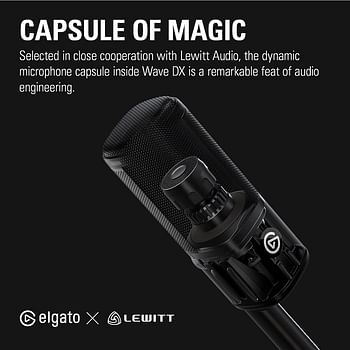 Elgato Wave DX - Dynamic XLR Microphone, Cardioid pattern, Noise Rejection, speech optimised for Podcasting, Streaming, Broadcasting, No Signal Booster Required, works with any Interface, for Mac, PC