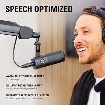 Elgato Wave DX - Dynamic XLR Microphone, Cardioid pattern, Noise Rejection, speech optimised for Podcasting, Streaming, Broadcasting, No Signal Booster Required, works with any Interface, for Mac, PC