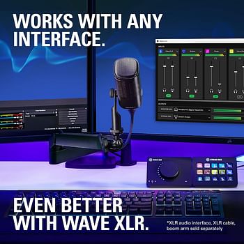 Elgato Wave DX - Dynamic XLR Microphone, Cardioid pattern, Noise Rejection, speech optimised for Podcasting, Streaming, Broadcasting, No Signal Booster Required, works with any Interface, for Mac, PC