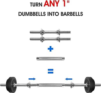 Yes4All Adjustable Dumbbell Handle/Straight Barbell/Arm Blaster for 1" Cast Iron Weight Plates with Collars Loadable Dumbbells (Pairs & Single)