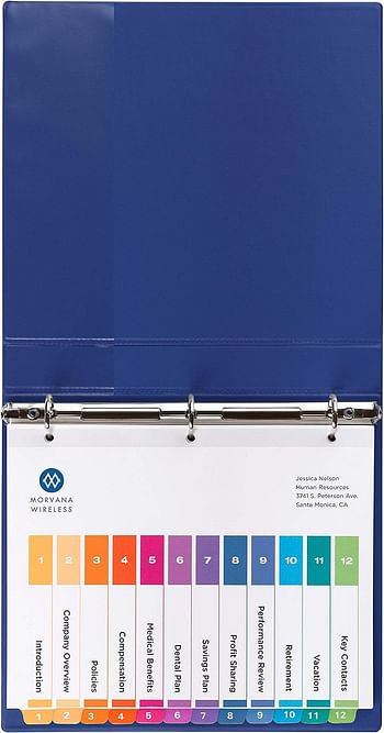 Avery Ready Index 12-Tab Binder Dividers, Customizable Table Of Contents, Multicolor Tabs, 6 Sets (11196)