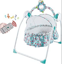 كرسي سوينج كهربائي مريح قابل للحمل من كول بيبي مع صندوق هزاز للالعاب، يمكن استخدامه من بداية حديثي الولادة
