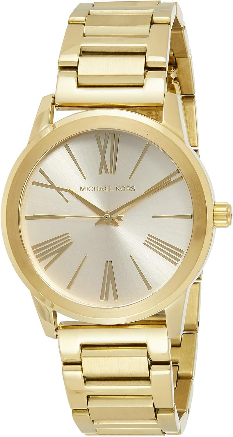 Michael Kors Womens Hartman Goldtone 3 Hand Watch