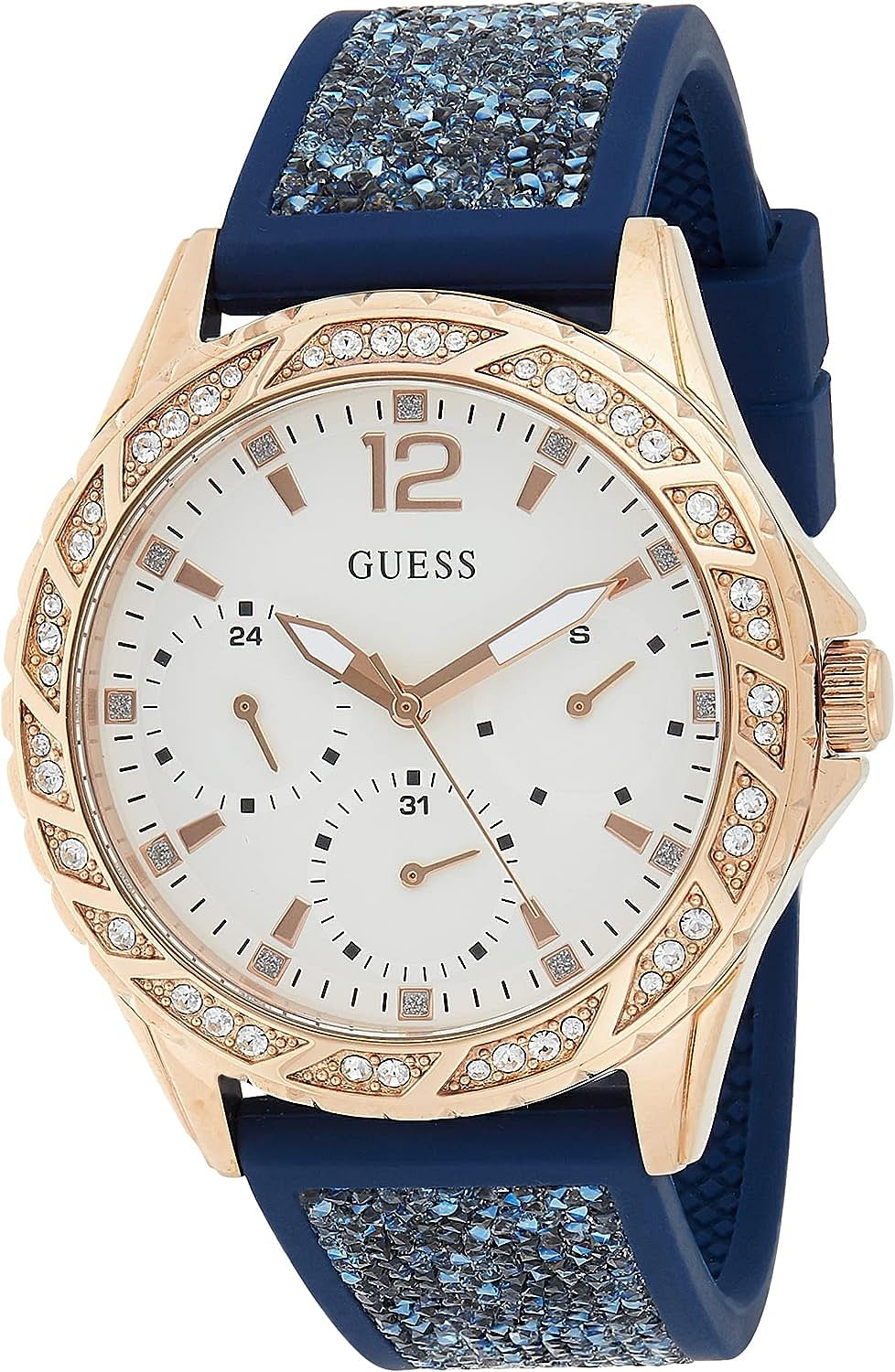 Guess Womens Quartz Watch, Analog Display And Silicone Strap - W1096L4