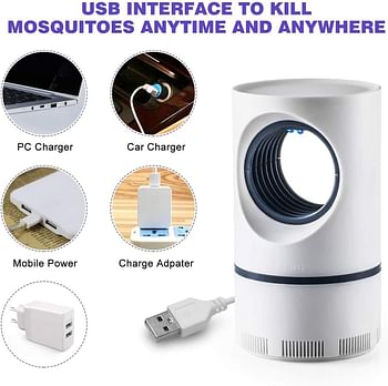 ECVV Bug Zapper, Electric Mosquito & Fly Zappers/Killer - Insect Attractant Trap Powerful Bug Zapper Light, Hangable Mosquito Lamp for Home, Indoor, Outdoor, Patio (White)