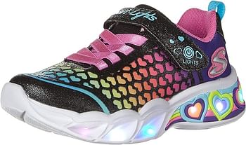 Skechers Girl's Sweetheart Lights Lovely Colours Velcro Trainer 302312L- 18 EU